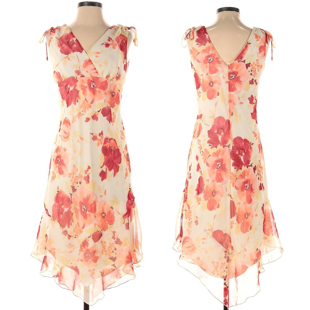 Vintage Y2K Sfuzi Midi Dress Floral Fairycore Cottage Summer Picnic Jrs Size 5